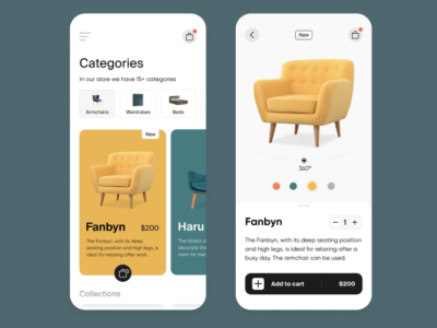 Furniture Mobile App UI Exploration