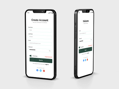 Create account page design