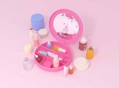 Imaginary Objects #1 3d 3d illustration 3d rendering c4d cinema 4d cosmetics illustration lotion makeup packaging pink products skincare storage