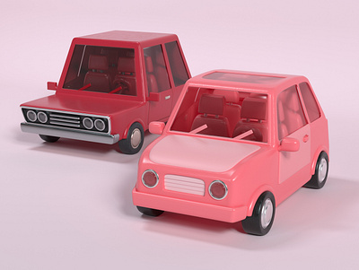 Cars 3d 3d illustration 3d rendering c4d car character design cinema 4d illustration pink red toy
