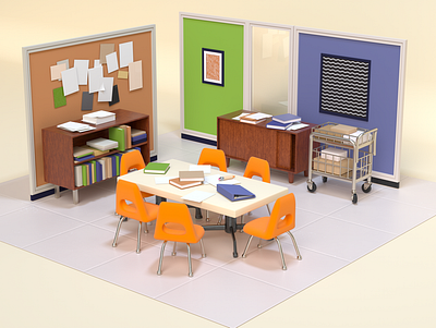 Small interior 3d illustration 3d rendering break room c4d cinema 4d desk house office office supplies productivity work from home work station workplace