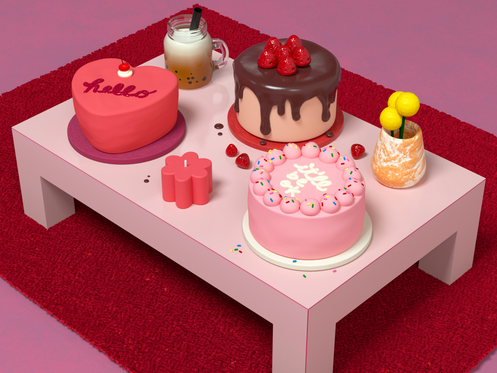 Birthday Cake 2 3D Model $49 - .ma .max .3ds .obj .c4d - Free3D