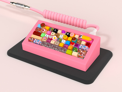Keyboard 3d illustration 3d rendering c4d cinema 4d computer environment food gamer gaming glitter illustration key cap keyboard office pink productivity sparkles supplies toy work from home