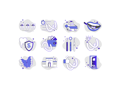 Dental website iconset dentistry iconography icons illustration vector