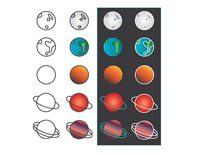 Solar System Icons icons planets space vector