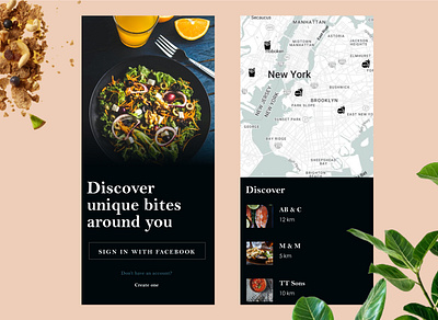 Food hunt classic corporate dark design food mobile app premium