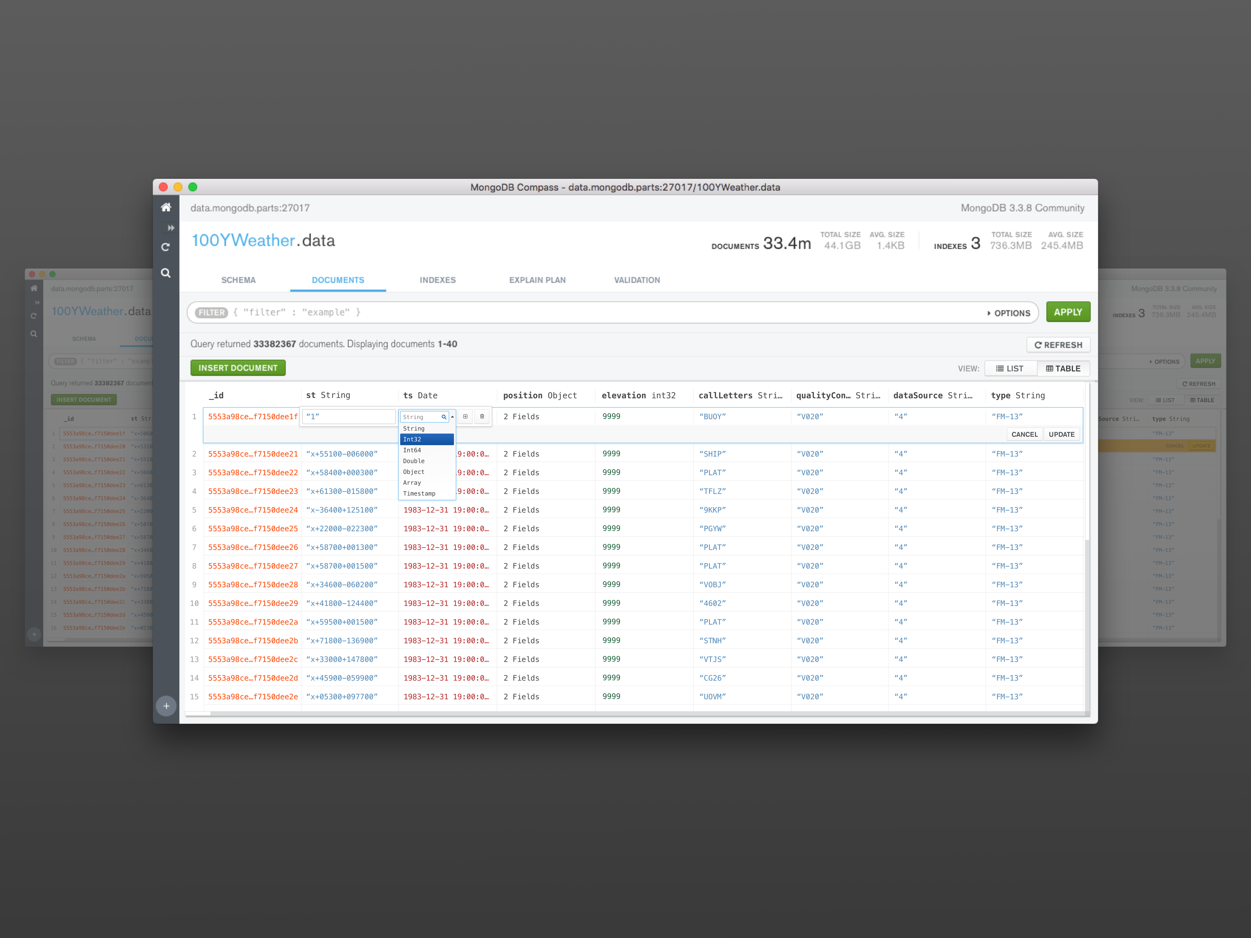 mongodb compass count documents