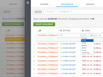 Compass - Documents Table compass crud database documents mongodb table view ui ux