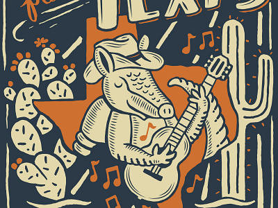 Howdy from Texas armadillo austin cactus cowboy greeting card lone star printmaking screenprint south state texas