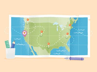 Building a Distributed Startup creative market illustration map travel usa map