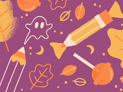 October Bundle candy creative market design fall ghost halloween illustration orange pattern pencil vector yellow