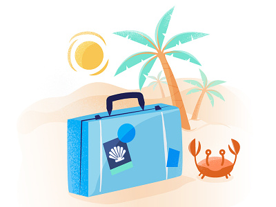Vacation Days beach blue crab island luggage palm tree sand summer sun tropical vacation