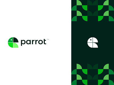 Parrot Logo Concept branding colors design figma flat graphic design green illustration logo minimal parrot ui vector
