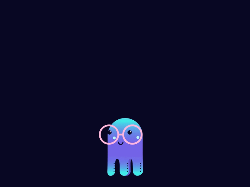 Request Creative Animation animal animation cute fun funny funny character glasses jelly fish landing page loveland lovely motion movement nerd octopus sea sea creature smile startup website