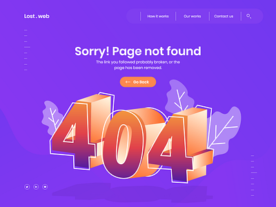 404 Not found Page 3d 404 404 error 404 error page 404 page 404page daily ui dailyui dribbble first shot illustration landing page lost not found ui design ui inspiration web web design webdesign website website design