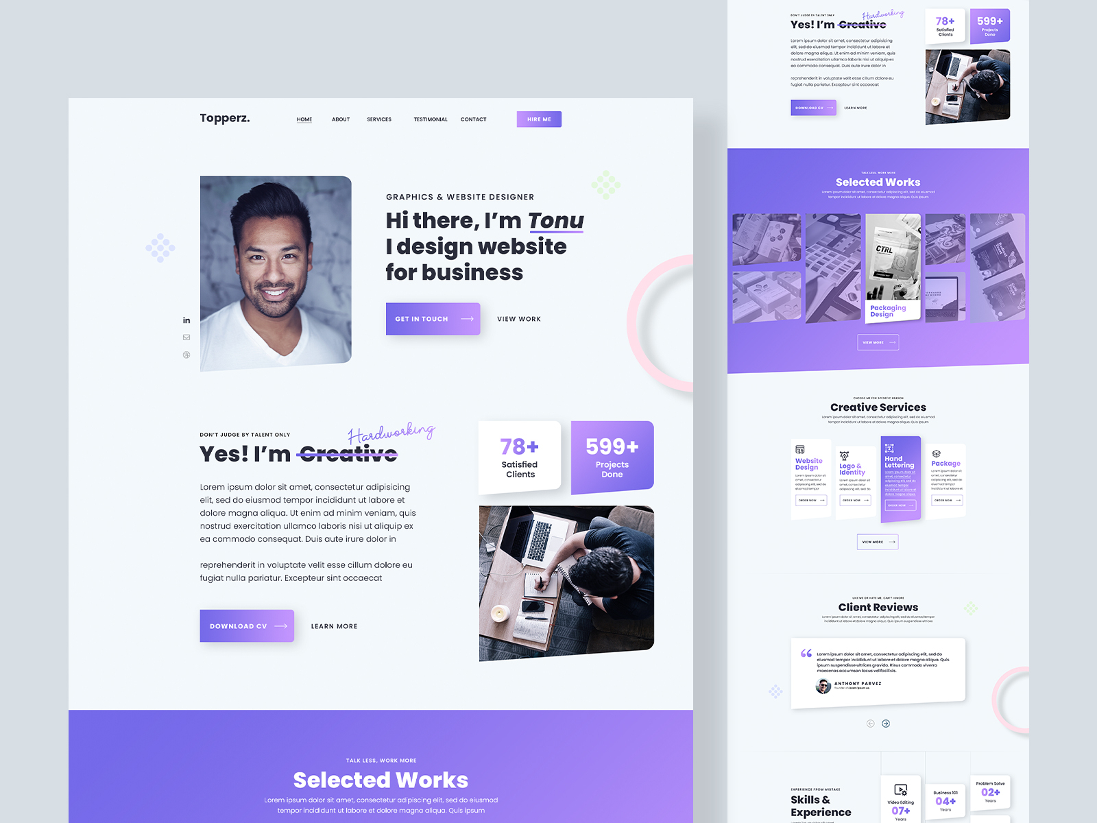 Portfolio PSD Template Design by Tonmoy Kamroker on Dribbble