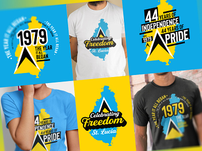 St Lucia Independence day T-Shirt Design blue yellow custom typography dribbble event t shirt independence day screen print t shirt t shirt design t shirt design ideas