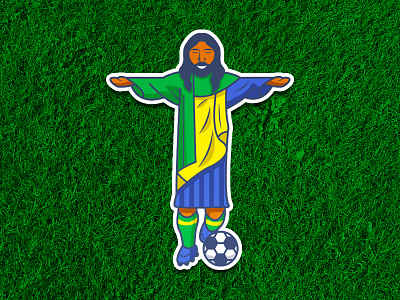 GOOOAL! brazil christ the redeemer contest design graphic illustration mule playoff rebound sticker stickers vector