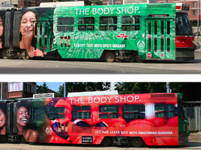 The Body Shop's Street Car Wrap bus wrap environmental graphics street car wrap the body shop