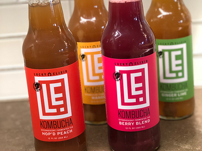 Lucky Elixir Kombucha Labels design drink label packaging type