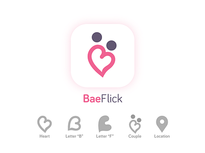 BaeFlick logo animation app icon icon illustration logo logo design logo ideas logos love relationship tinder app tinder logo