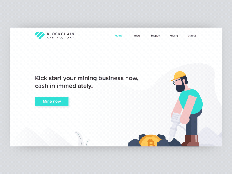 Landing page animation for bitcoin mining