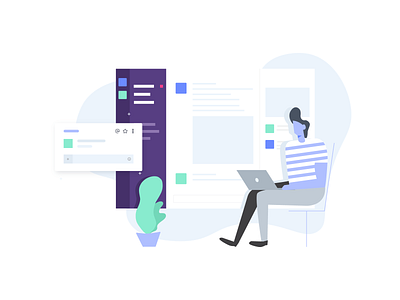 Landing Page illustration for slack plugin character design drawing employee hr management illustration landing page office project management tool slack vector website banner