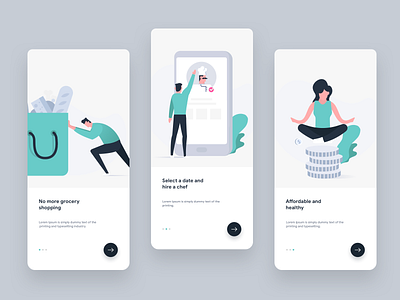 Onboarding screen for Chef app character design chef clean creative design illustration onboarding ui vector walkthrough welcome