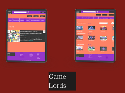 Game Lords dailyui design dribbble figma gaming graphic design homepage interface landingpage layout logo ui ui design uiux user interface ux ux design web web design website