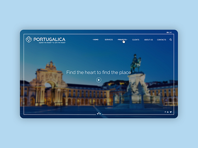 Homepage design for Portugalica city hover interface design lisbon minimal portugal ui ux video website