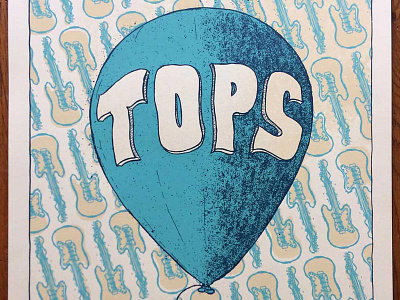 Tops Gig Poster gig poster guitar poster screen print tops