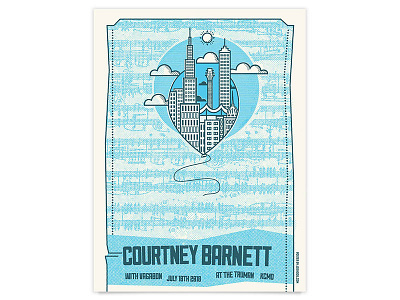 Courtney Barnett Gig Poster band poster city courtney barnett gig poster guitar kansas city poster screen print show poster vagabon