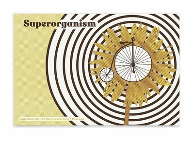 Superorganism Poster bike flower gig poster gold metallic pattern poster print printmaking radial screen print