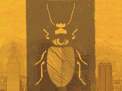 scrapped beetle gig poster halftone halftones photoshop print printmaking screenprint texture