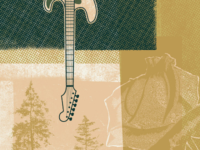Collage collage flower guitar halftone rose screenprint texture trees