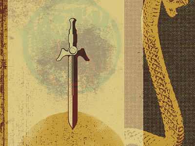Collage collage screen print skull art snake sword texture vector