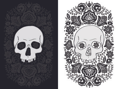 Life's too short, smell some flowers black design floral flowers illustration skulls