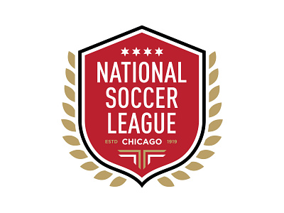 National Soccer League Chicago branding chicago crest eagle feathers football futbol league logo national red soccer soccer badge soccer crest sports star wings wreath