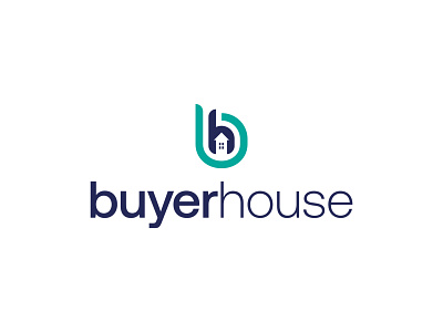 Buyerhouse b bh buyer h home house housing icon logo monogram negative space up