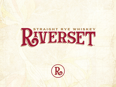Riverset Rye Logo alchohol arch beverage bourbon brand branding logo map monogram old r retro river riverboat whiskey