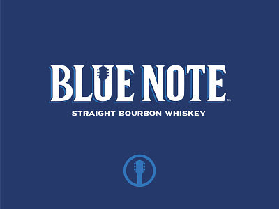 Blue Note Bourbon alcohol blue bourbon brand branding food guitar lettering logo music negative space note type whiskey