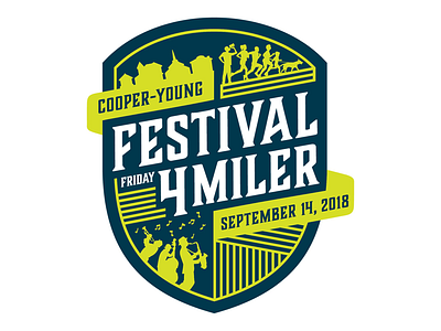 Cooper Young Fest Fri 4Miler Design 5k badge design logo run typeface