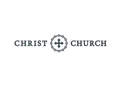 Christ Church Logo c christ church circle cross crown gaelic gray logo mark serif thorns