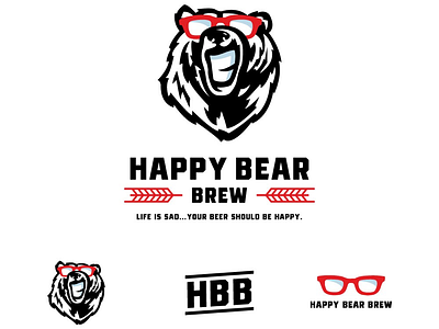 Happy Bear Brew bear beer brew custom hbb head logo red sunglasses wheat