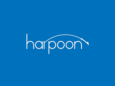 Harpoon abstract arch blue fishing harpoon logo