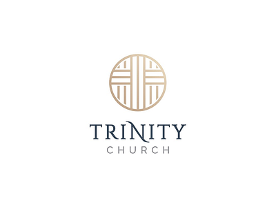 Trinity Church Rebrand branding church circle cross geometric gold line logo navy stationery trinity