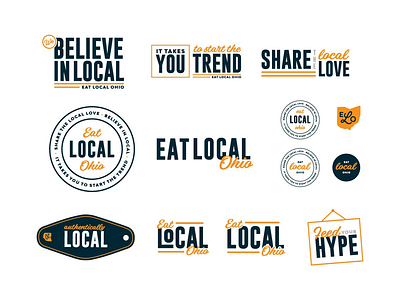 Eat Local Ohio brand circle eat food identity local logo modern navy ohio orange pack