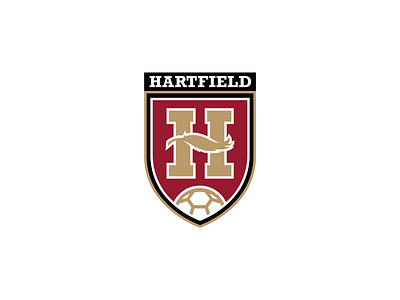 Hartfield Academy Soccer badge ball crest design feather h identity logo soccer sport