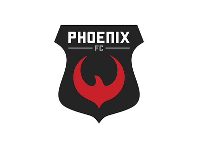 Phoenix FC badge badge black crest logo minimal modern phoenix red soccer sports