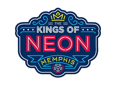 Kings of Neon badge badge blue brand crest logo memphis monoline neon soccer